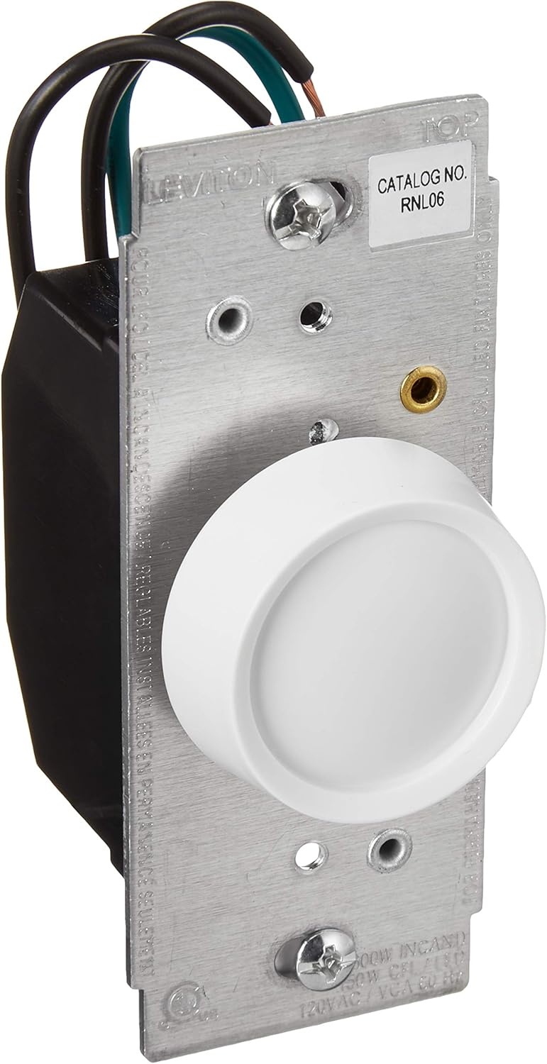 Leviton Trimatron Rotary Dimmer Switch for Dimmable LED, Halogen and Incandescent Bulbs, RNL06-10Z, White - Image 1